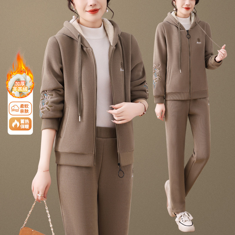 运动服套装秋冬老人衣服两件套