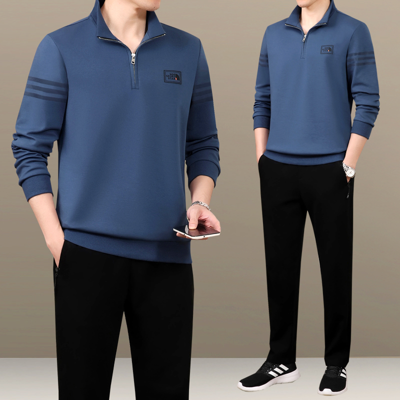 爸爸春装中老年运动服套装男春秋季新款中年男士卫衣父亲休闲衣服