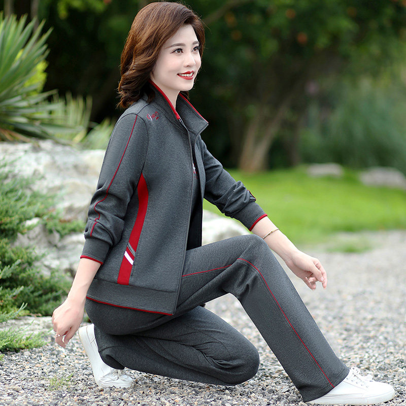 妈妈运动套装春季新款时尚洋气休闲女卫衣中老年运动服套装女春