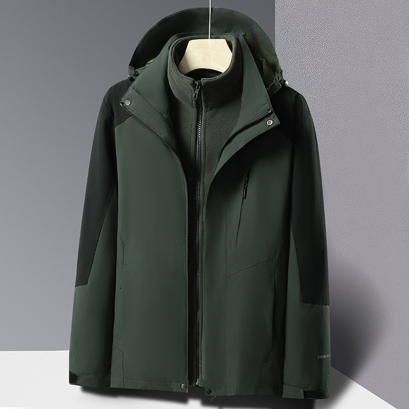 冲锋夹克男女三合一可拆卸加绒厚秋冬季定制印logo工作服防风外套