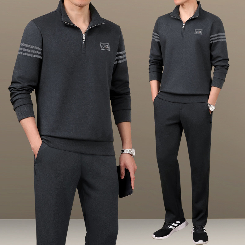 中老年运动套装男士春秋季2025新款休闲服套头长袖爸爸春装两件套