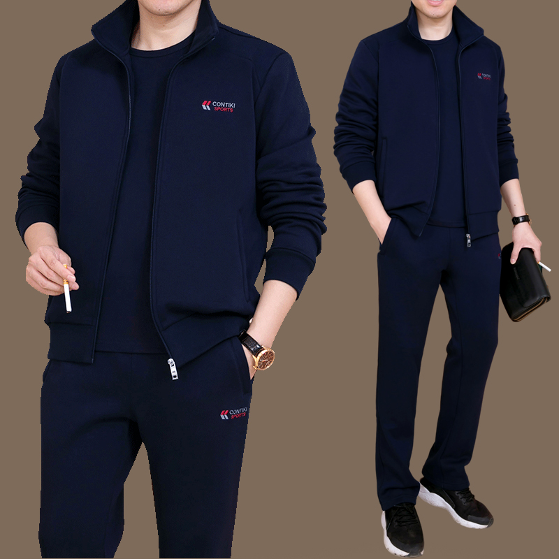 中老年运动套装男2025秋冬季新款爸爸装三件套男士休闲运动服父亲