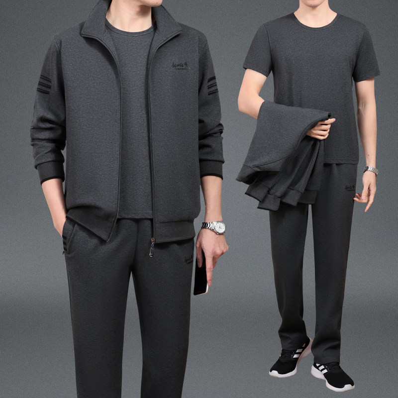 新款休闲运动服套装男春秋三件套