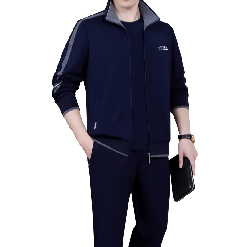 新款休闲运动服套装男春秋三件套
