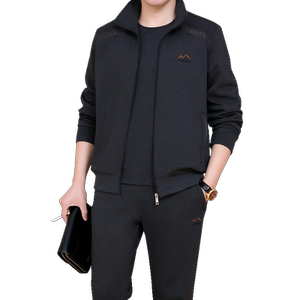 品牌春秋季男士运动服爸爸秋装休闲宽松两件套中老年运动套装