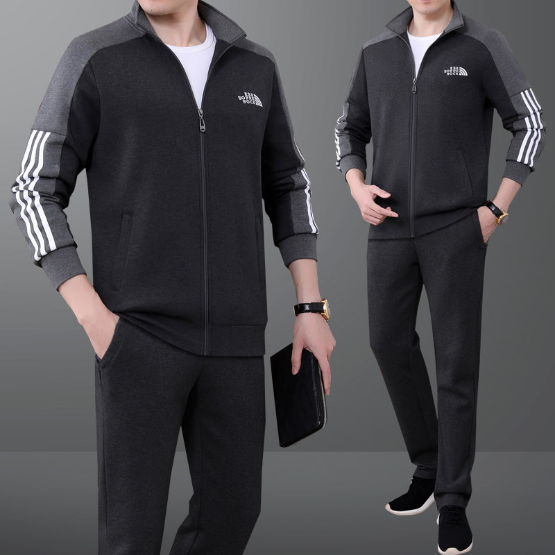 中老年男士运动衣服套装春秋款休闲爸爸春装运动套装两件套一套男