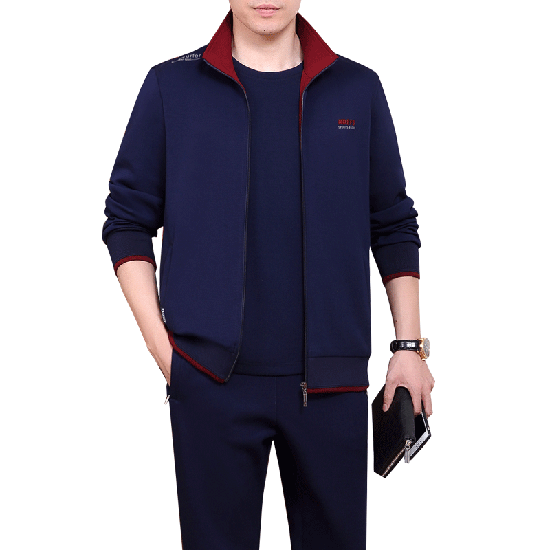 新款休闲运动服套装男春秋三件套