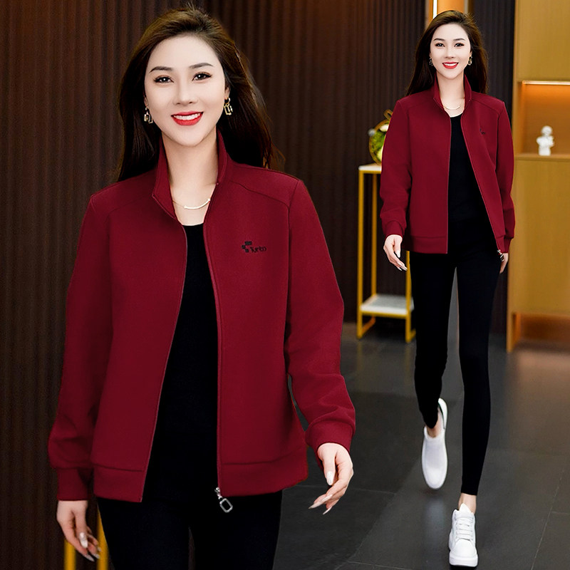 立领卫衣外套女2024年新款春秋季时尚宽松拉链运动上衣棉长袖开衫