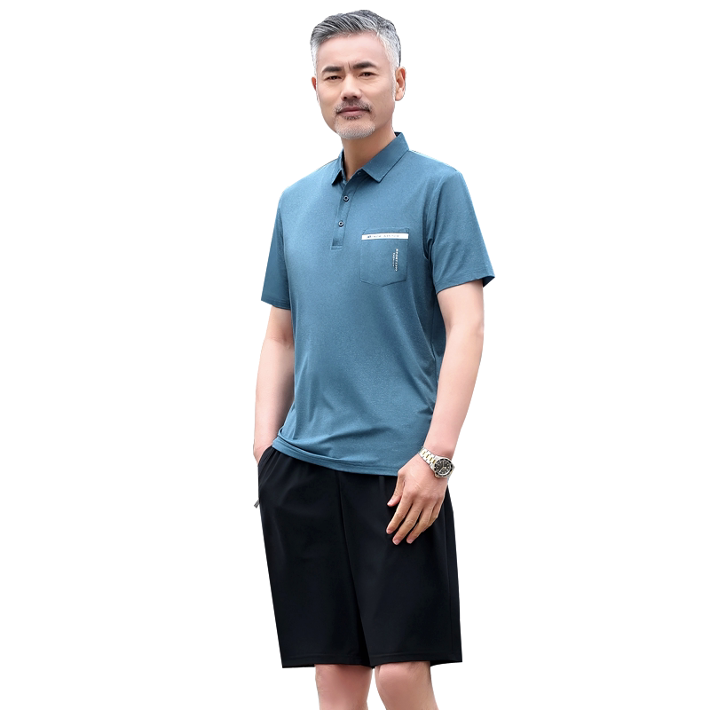 爸爸夏冰丝套装2024新款短袖t恤