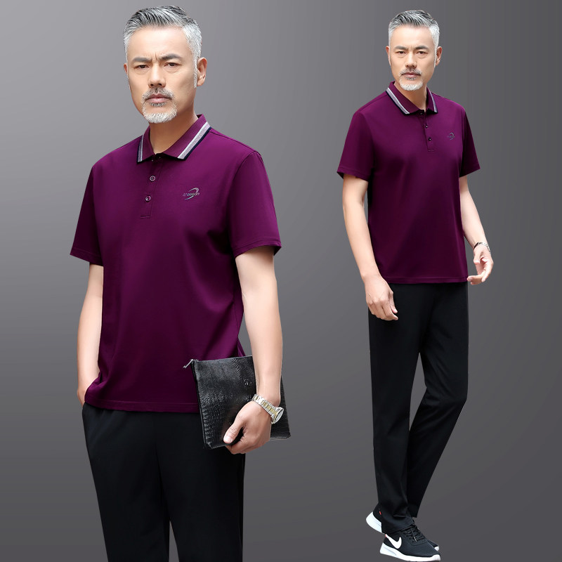 爸爸夏装套装中年男士短袖t恤2025款中老年人运动休闲父亲节衣服