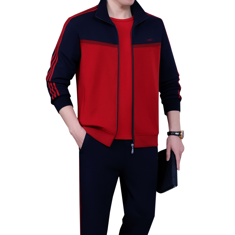 新款休闲运动服套装男春秋三件套