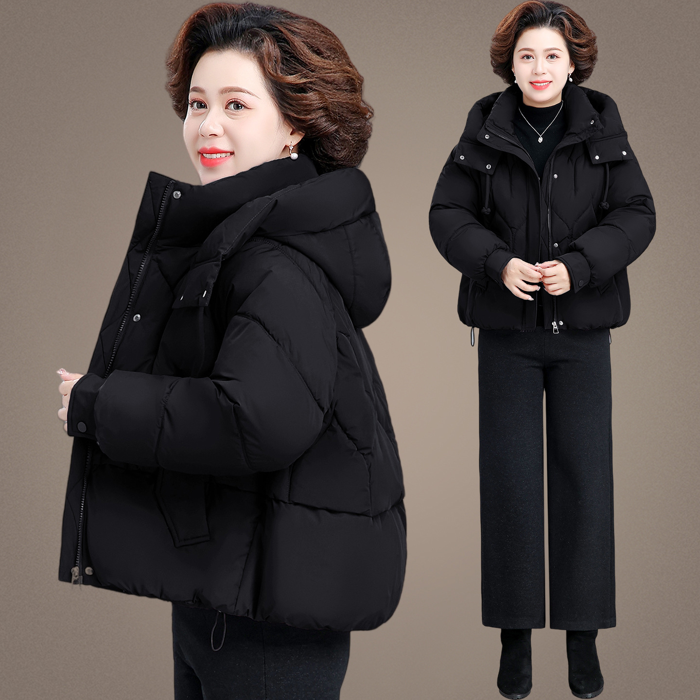 年轻妈妈冬装外套2025新款羽绒棉服短款中老年女秋冬棉袄大码遮肚