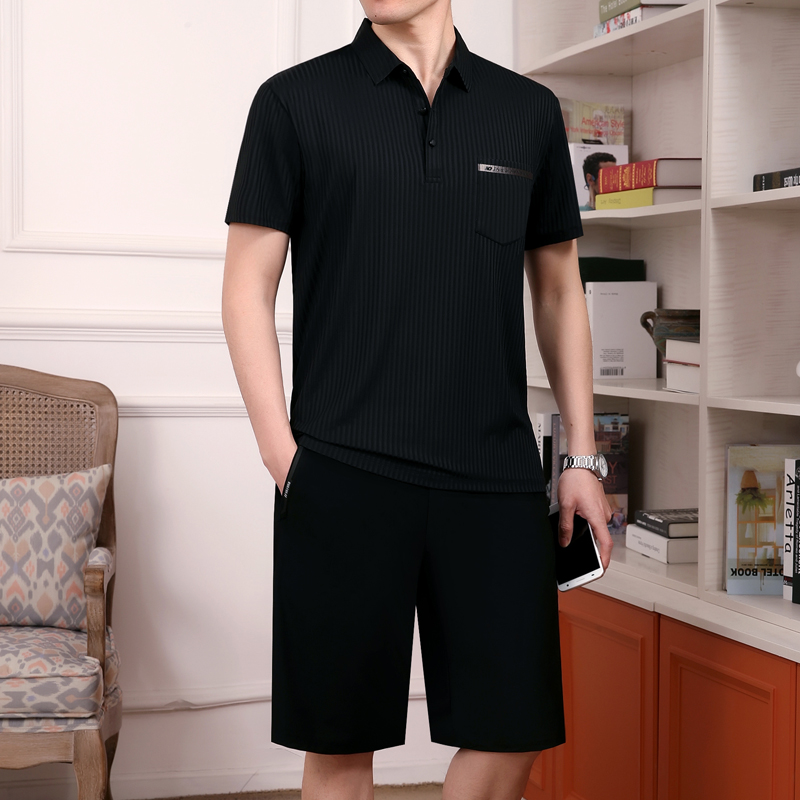 2025新款中老年男装夏季父亲节衣服爸爸夏装中年男士短袖t恤冰丝