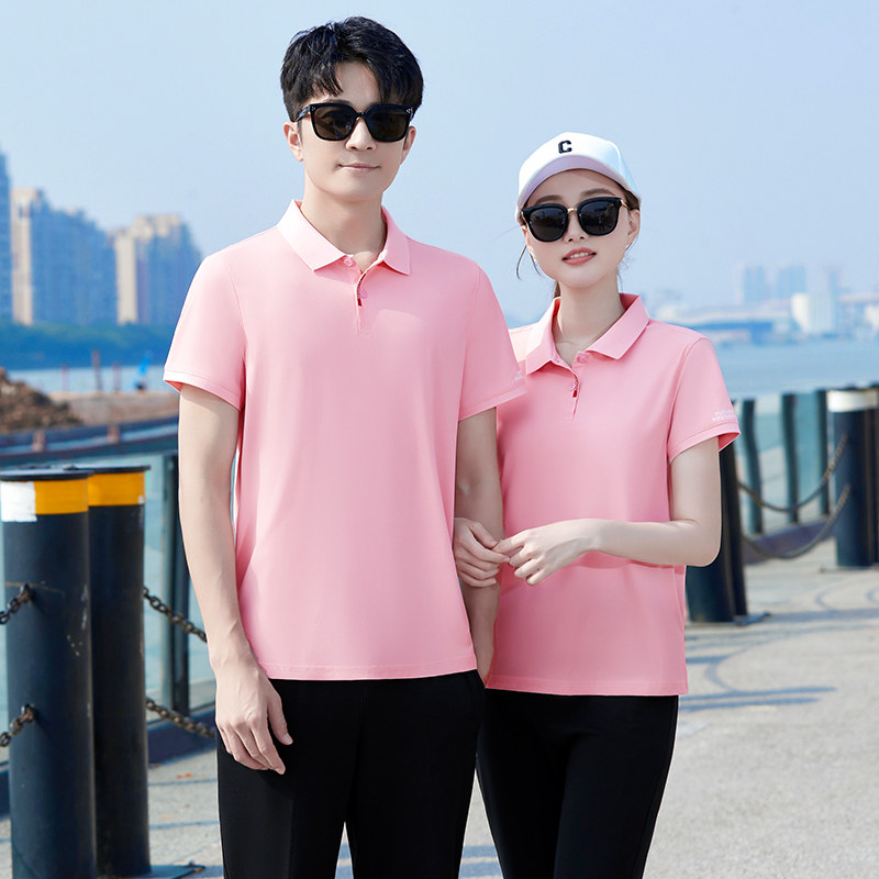 夏季2025新款半袖情侣装短袖t恤男女翻领polo衫上衣团体运动衣服