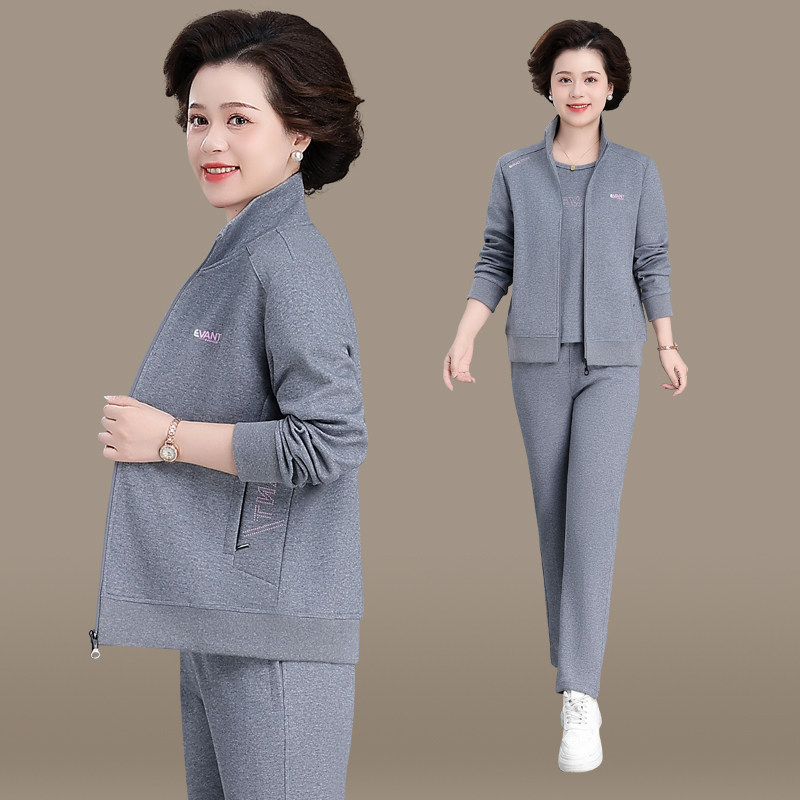 新款中老年运动服套装女春秋中年