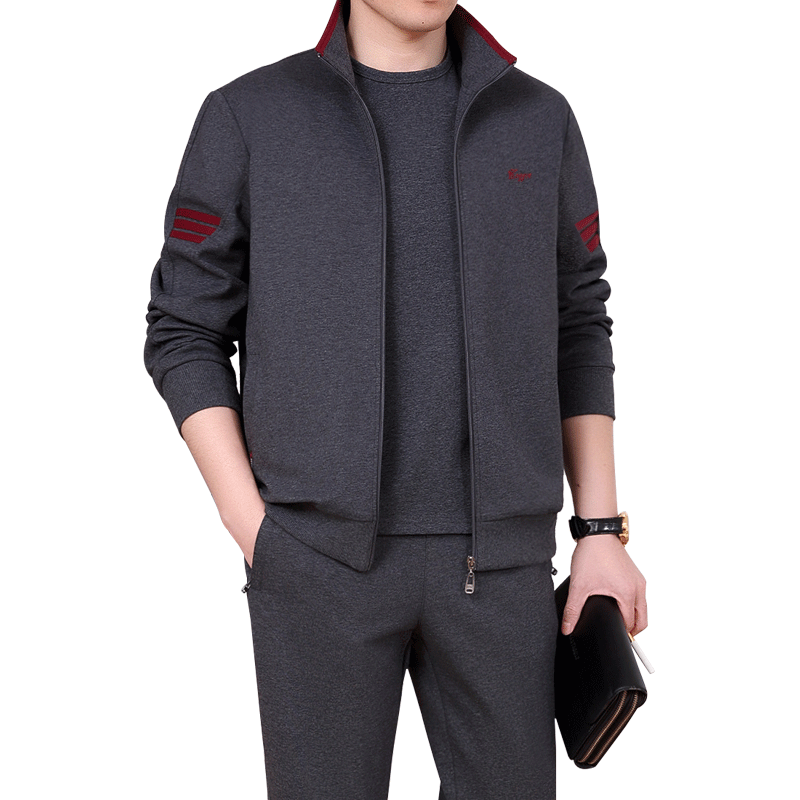 新款休闲运动服套装男春秋三件套