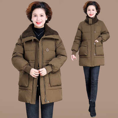 妈妈冬装2025新款加绒加厚羽绒