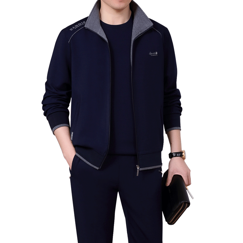 新款休闲运动服套装男春秋三件套