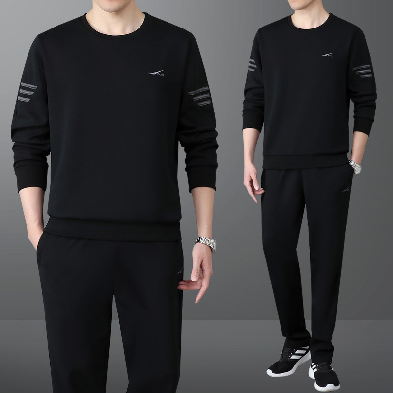 运动服套装爸爸圆领卫衣男两件套