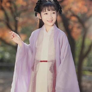 女童汉服魏晋风2025年新款夏季紫色广袖流仙裙中国风小女孩仙女裙
