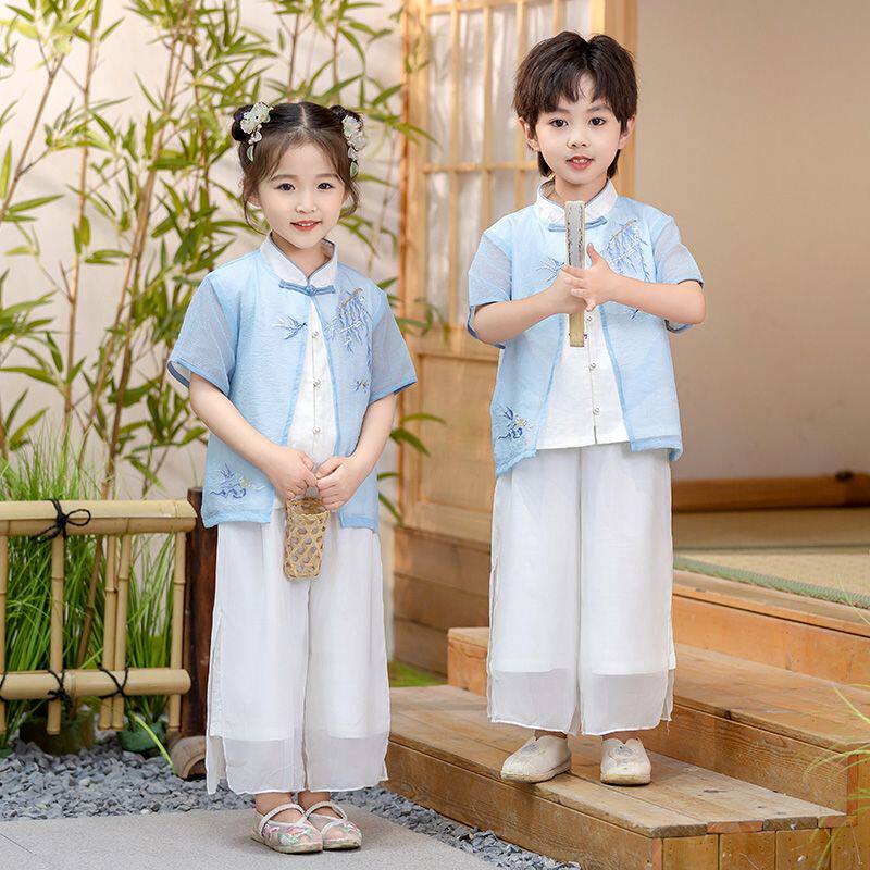男童汉服套装夏款中国风表演服女童古装儿童幼儿园六一演出服唐装
