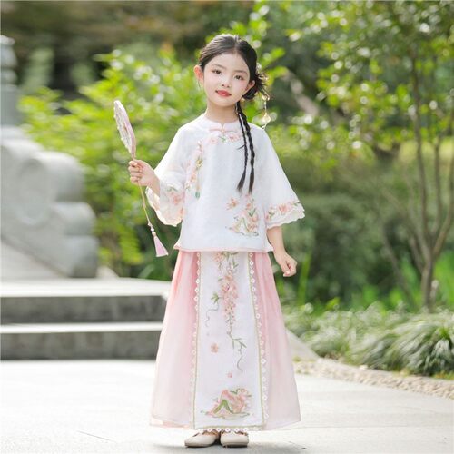 女童汉服夏季2025新款儿童夏装国风中式马面裙套装女孩夏款两件套