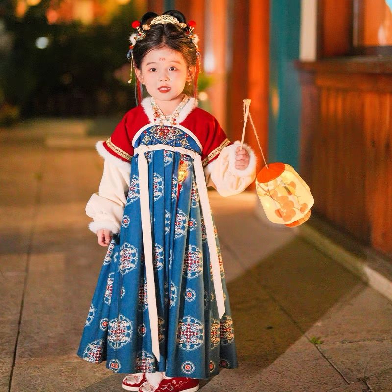 汉服女童秋冬款中国风古装连衣裙2025新款古风超仙儿童装唐装冬季