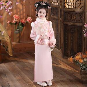 儿童古装超仙清朝格格2024宫廷汉服女童小女孩旗服中国演出服冬季