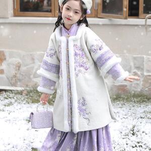 女童汉服唐装拜年服秋冬款儿童古风加绒加厚超仙新年服中国风套装