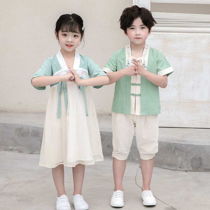 六一儿童演出服小学生大合唱校服班服夏季中国风汉服表演民族服装