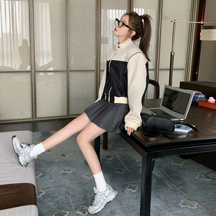 现货：秋装新款拼色休闲宽松夹克棒球服外套2C135-2380P135K198