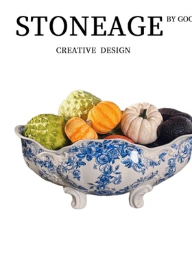 欧式奢华创意陶瓷水果盘 美式新中式样板房客厅餐桌茶几装饰摆件