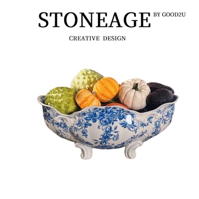 欧式奢华创意陶瓷水果盘 美式新中式样板房客厅餐桌茶几装饰摆件