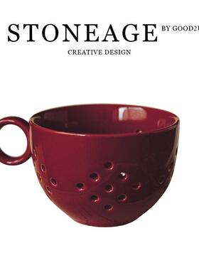 北欧杯碗沥水碗水果碗陶瓷复古防锈水果盆多孔饺子碗带孔蒸碗蒸盘