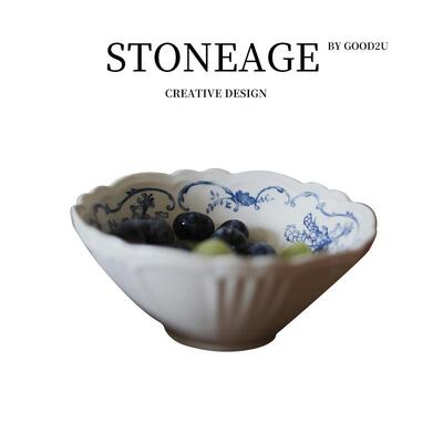 出口英国原单 釉下彩法式中古花卉陶瓷甜品盘蛋糕盘子西餐盘复古
