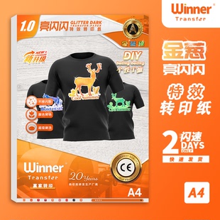WT赢家转印A4闪光DIY手工特效转印纸金葱热转印亮光贴纸