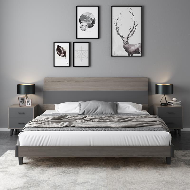 新实木床简约现代1.5米双人主卧室北欧床小户型租房用排骨架子床