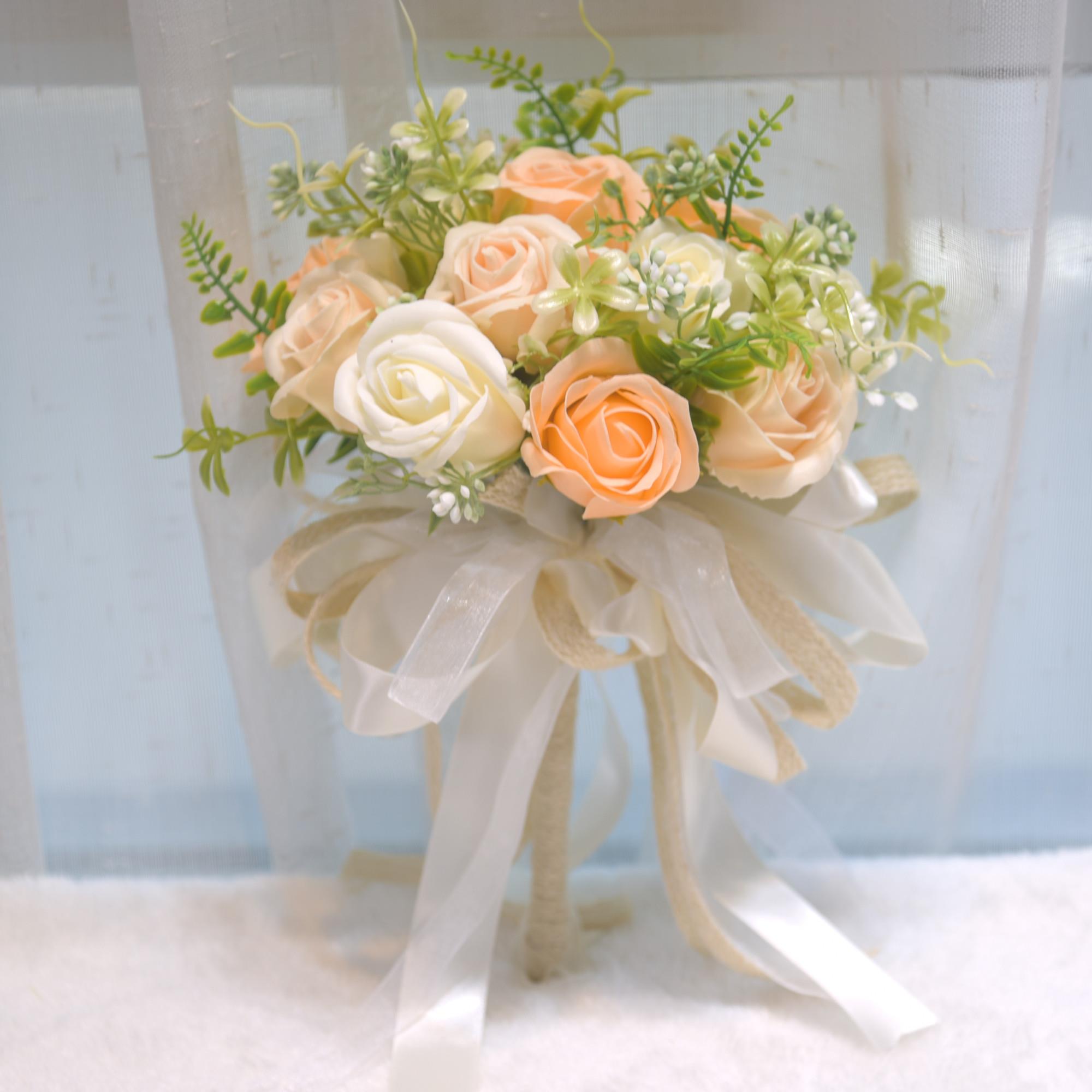 新娘手捧花结婚领证登记拍照道具仿真香皂花婚纱照捧花韩系小把束