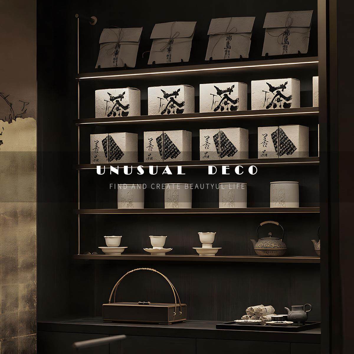 UNUSUAL 新中式现代竹藤编提篮盒茶壶核桃纸巾盒样板间书房摆件