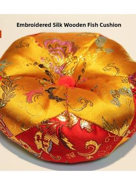 法器木鱼铜磬垫子配垫绣花彩色绸缎底垫3寸--50寸底座