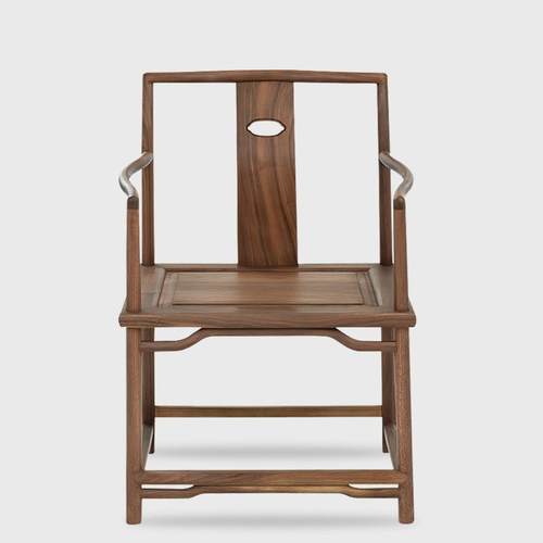 新中式彷古南官帽椅明式桃心椅海棠椅实木太师椅三件套北方老榆木