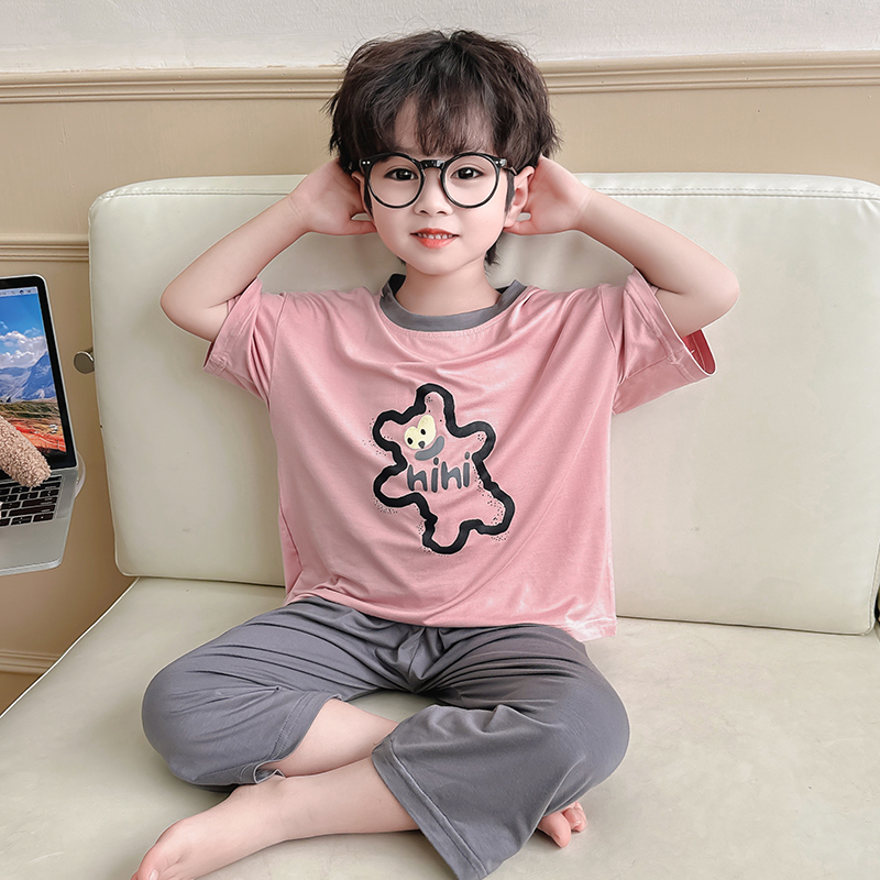 儿童睡衣夏季薄款男童2025新款中小童莫代尔纯棉家居服空调服套装