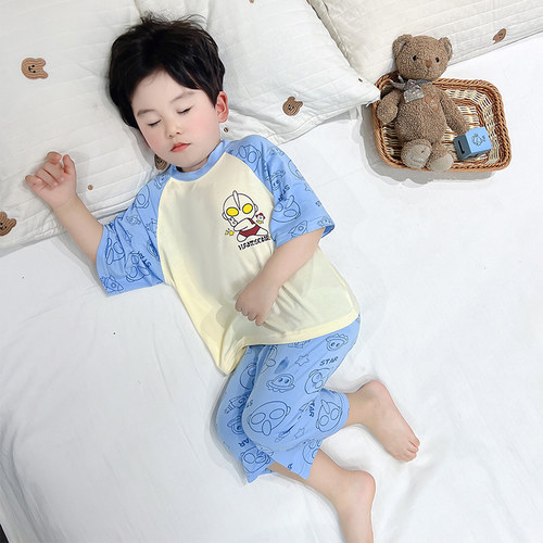 男童睡衣套装2026新款儿童夏款短袖奥特曼家居服休闲男宝可爱小童