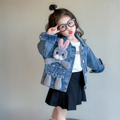 女童外套2026新款 春秋大兔子警官牛仔外衣女宝宝小童潮流时髦休闲