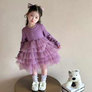 女童连衣裙2025新款 春秋儿童洋气公主裙女宝宝生日蛋糕蓬蓬裙潮流