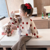 时髦 女宝宝中小童加厚圆点洋气保暖打底衫 女童毛衣2026新款 秋冬季