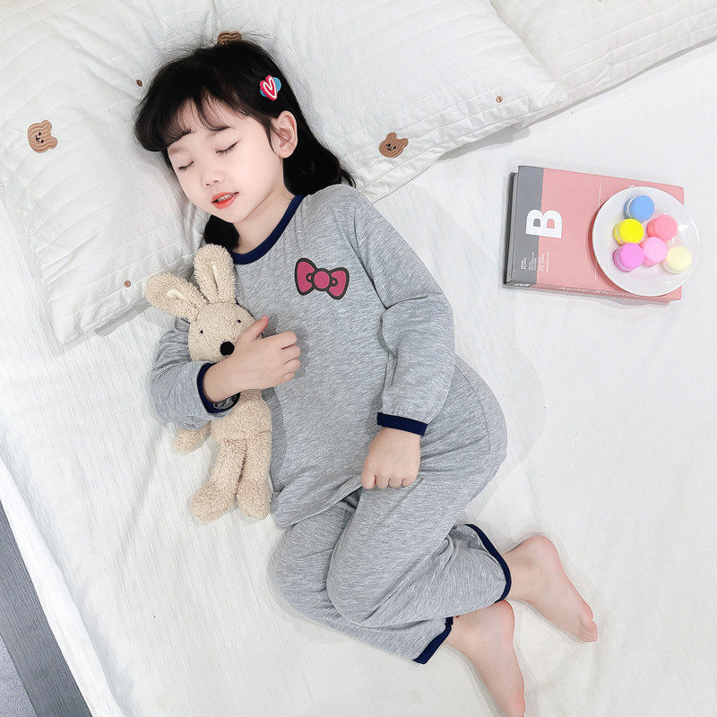 女童睡衣2026夏季新款莫代尔猫咪长袖长裤女宝宝居家宽松款式套装