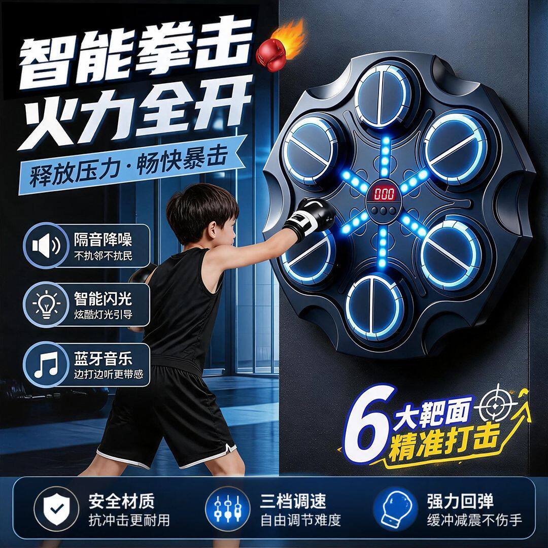 儿童音乐拳击机训练器材拳靶墙靶家用练打拳神器解压智能小孩玩具