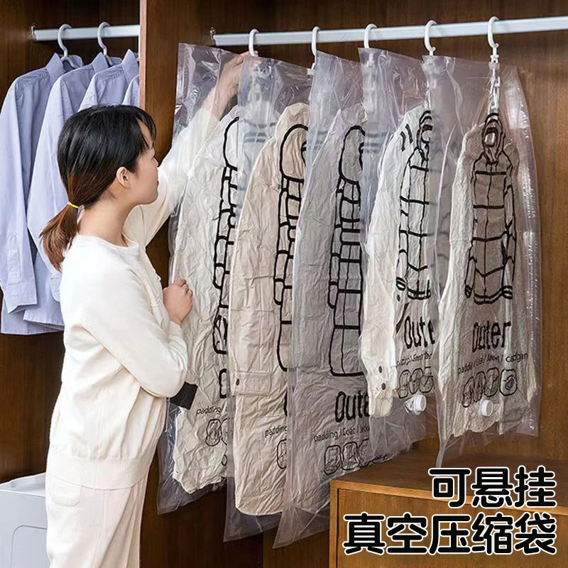 PA+PE衣物收纳袋 可悬挂真空压缩袋 抽气式羽绒服防尘防潮罩