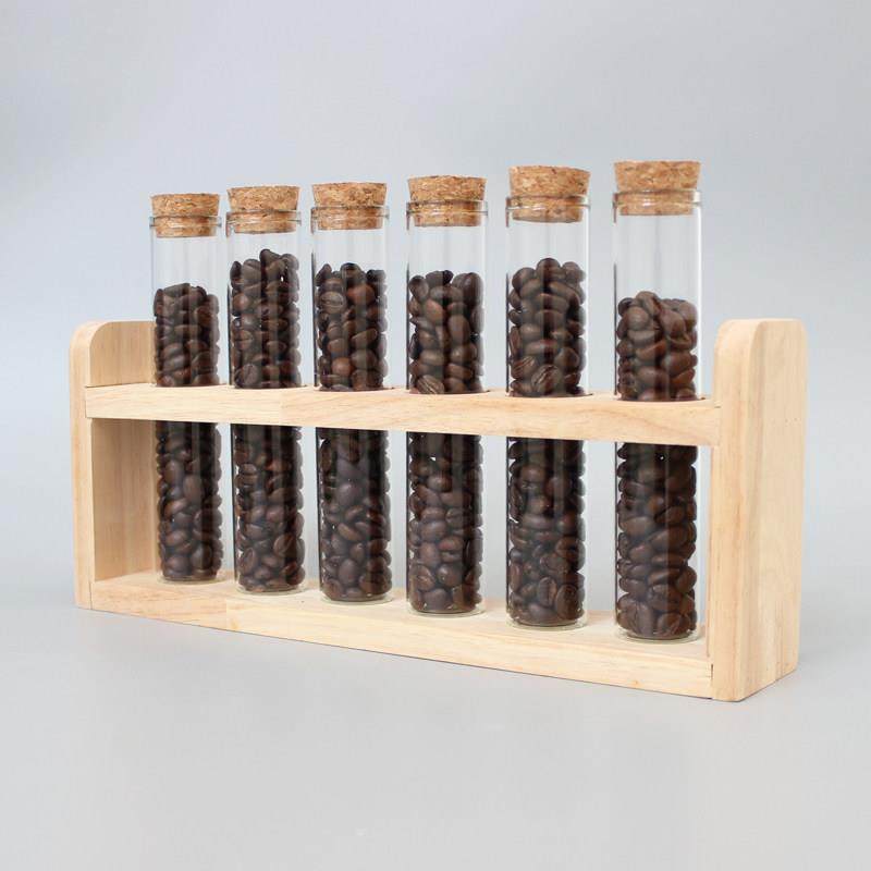 吧台摆设咖啡豆密封罐茶叶展示罐玻璃试管展示架干果储物罐奶茶店